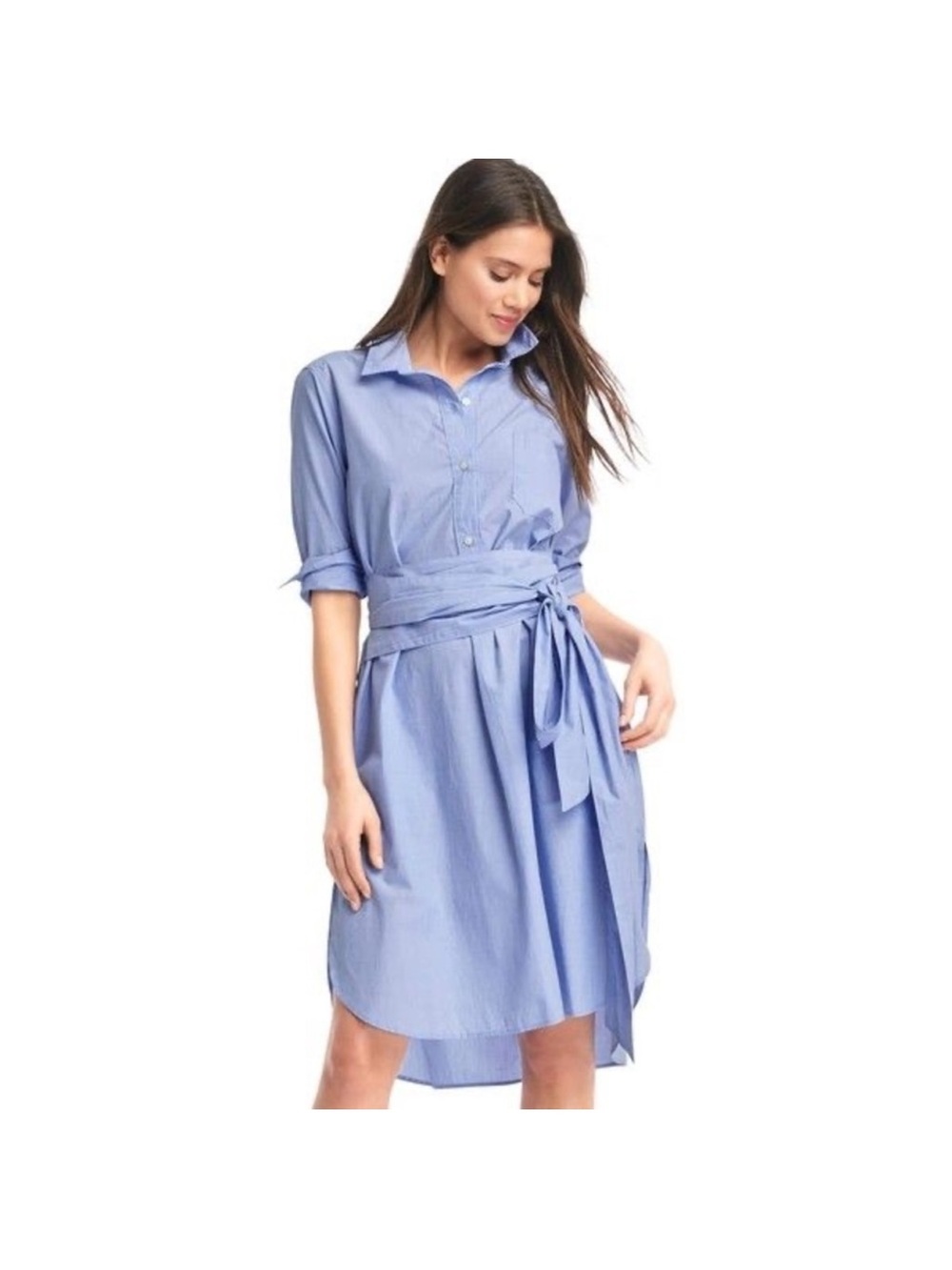 Gap Light Blue Shirt Dress with Waist Tie